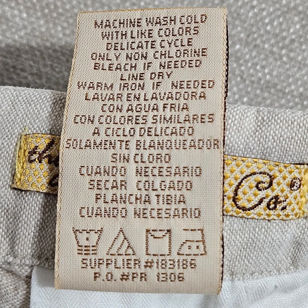 Havanera Co Pants Mens Large Beige Linen Cotton Drawstring Relaxed Beach Trouser
